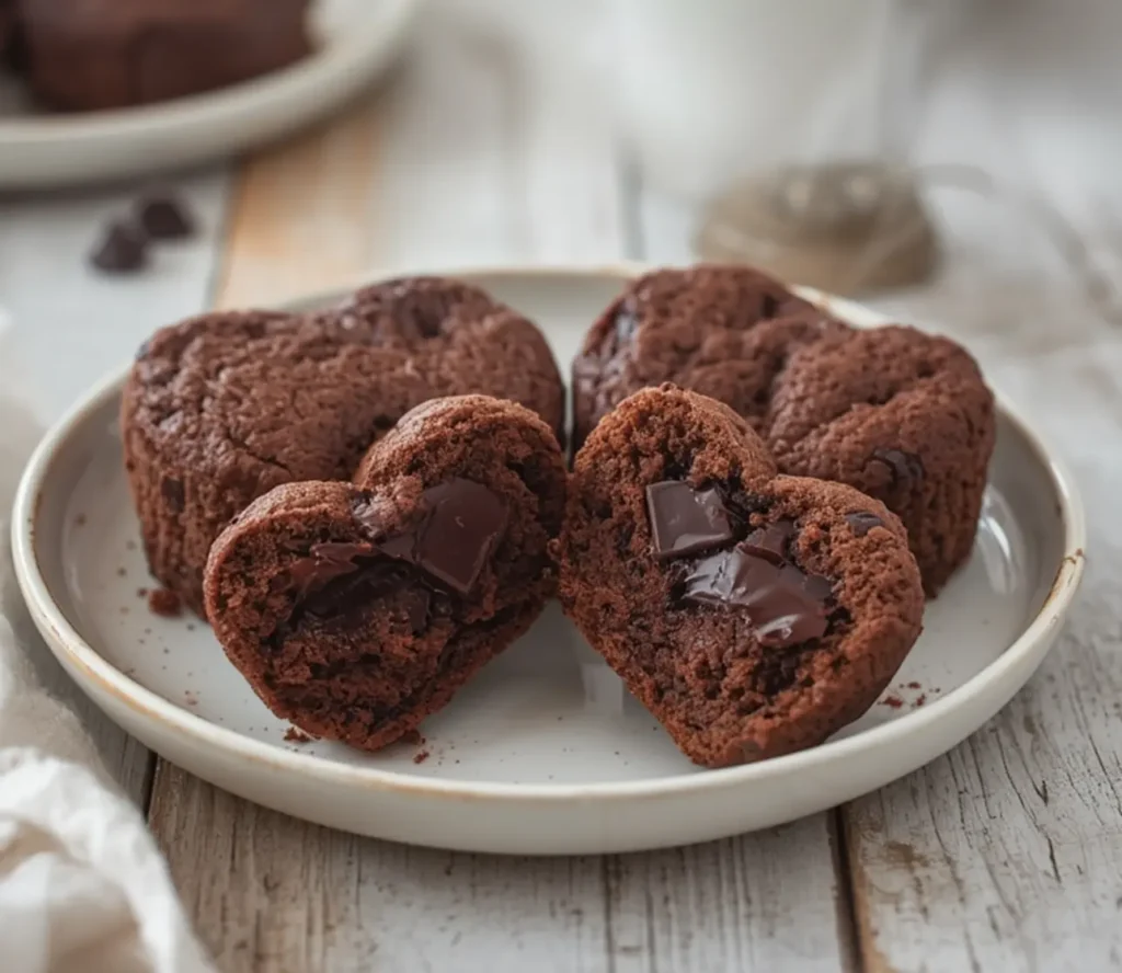 valentine's day treats: : 10 Valentine's Day Treats in heart shapes with chocolate chips.