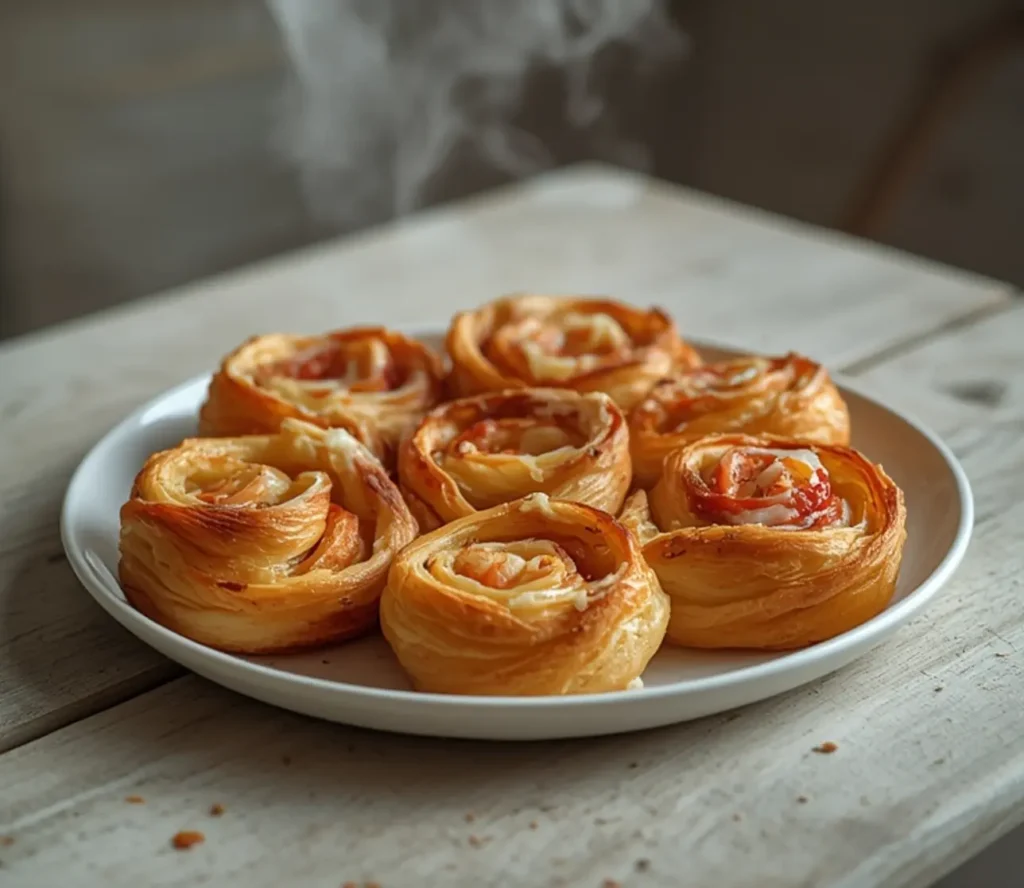 flaky mozzarella pizza rolls: : Flaky mozzarella pizza rolls with melted cheese and pepperoni inside