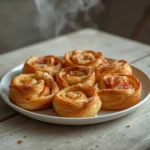 flaky mozzarella pizza rolls: : Flaky mozzarella pizza rolls with melted cheese and pepperoni inside