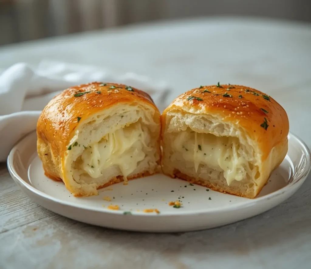 cheesy garlic rolls recipe: : Cheesy garlic rolls with melted mozzarella and parmesan cheese filling