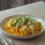 mexican street corn: : Mexican street corn with cheese and cilantro on a cob