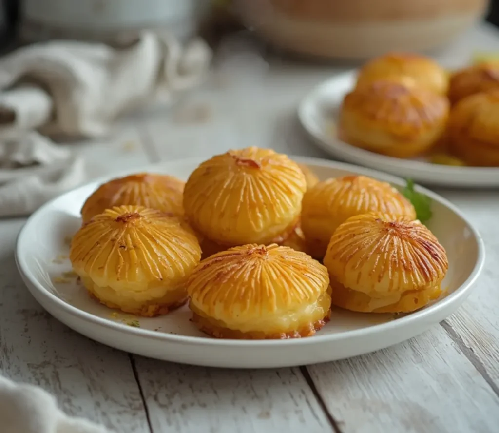 perfect duchess potatoes: : Golden brown perfect duchess potatoes piped in elegant rosettes.