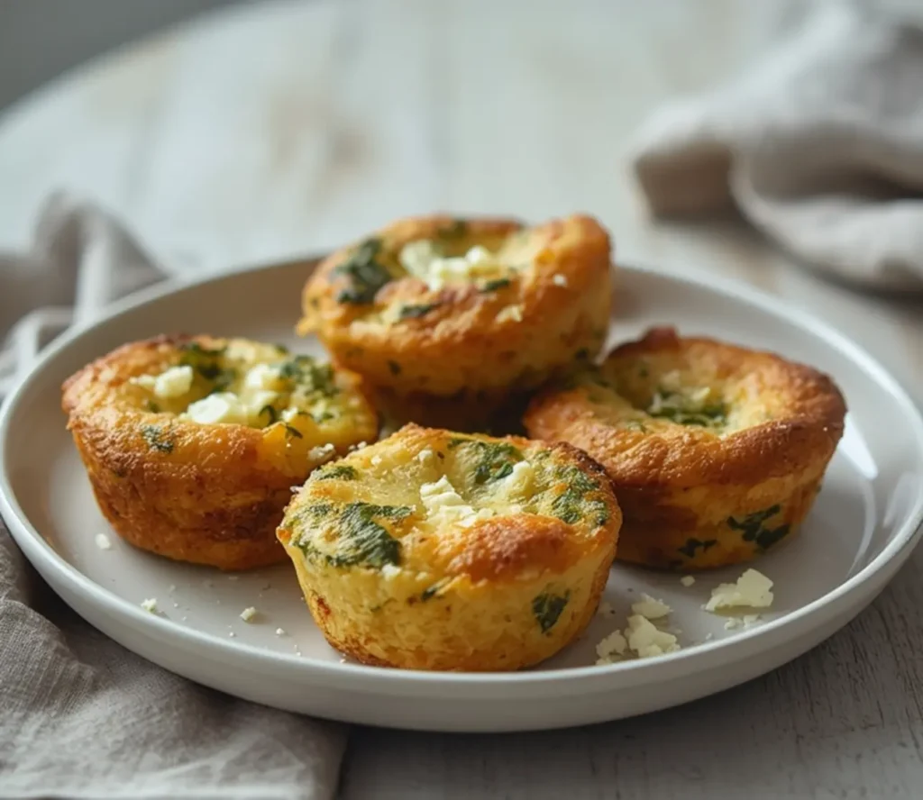egg muffins with spinach and feta: : Golden egg muffins with spinach and feta in a muffin tin, perfect for meal prep