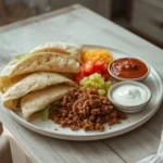 taco dinner board recipes: : Ultimate taco dinner board with seasoned meat, tortillas, and fresh toppings