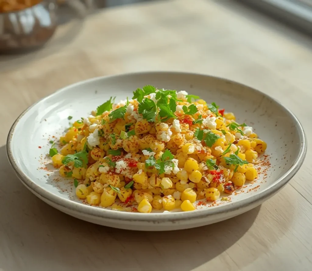 irresistible mexican street corn: : Irresistible Mexican street corn salad with creamy dressing and lime.