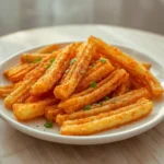 crispy mashed potato fries: : Golden crispy mashed potato fries on a baking sheet