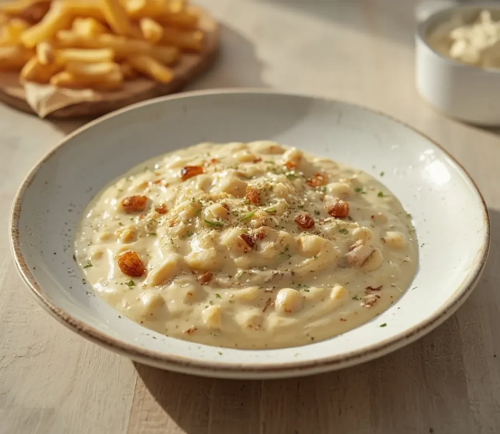 roasted garlic aioli: : Creamy roasted garlic aioli in a bowl ready for dipping