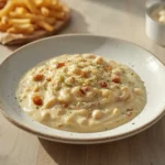 roasted garlic aioli: : Creamy roasted garlic aioli in a bowl ready for dipping