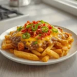 louisiana voodoo fries: : Louisiana voodoo fries with gravy and cheese sauce toppings