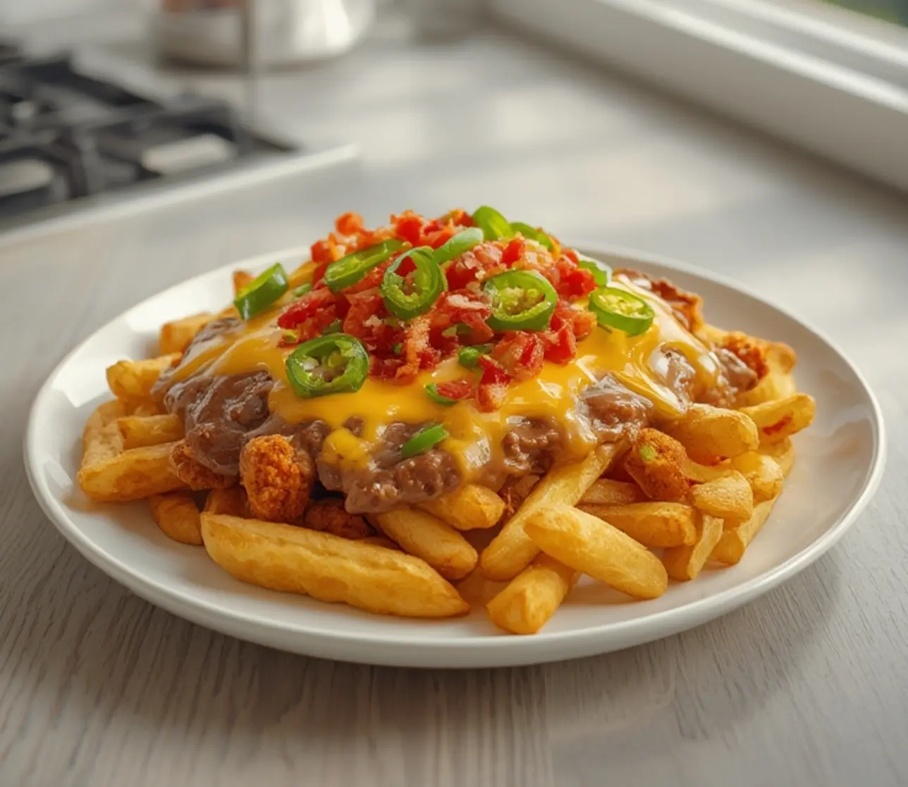 louisiana voodoo fries: : Louisiana voodoo fries with gravy and cheese sauce toppings