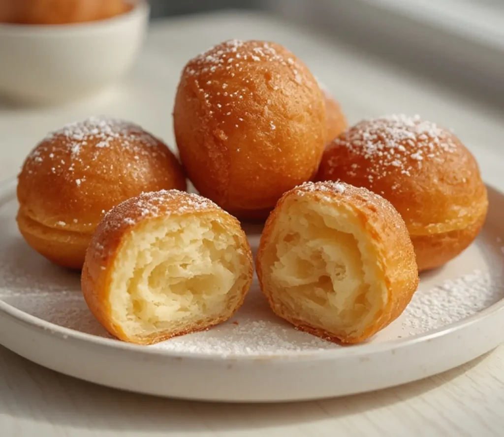 brioche donuts recipe: : Golden brioche donuts with powdered sugar, bakery style at home