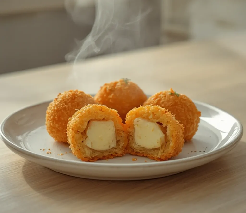 crispy potato cheese balls: : Crispy golden potato cheese balls with melted cheese center