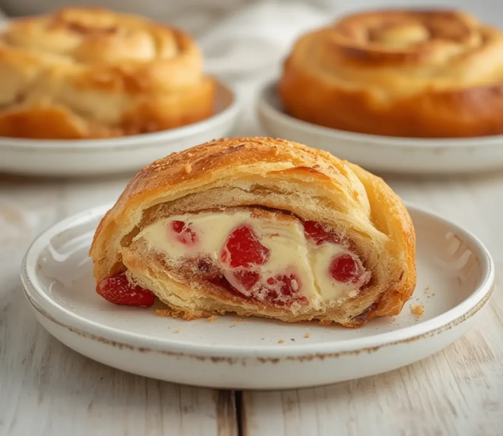 strawberry cheesecake cinnabon rolls: : Strawberry cheesecake cinnabon rolls with creamy filling and fresh berries.