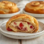 strawberry cheesecake cinnabon rolls: : Strawberry cheesecake cinnabon rolls with creamy filling and fresh berries.