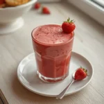 cafe style korean strawberry milk: : Cafe style Korean strawberry milk in a glass with fresh berry flavor and creamy texture