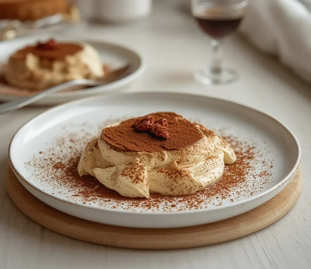 easy tiramisu mousse: : Easy Tiramisu Mousse in a glass with coffee and cocoa layers