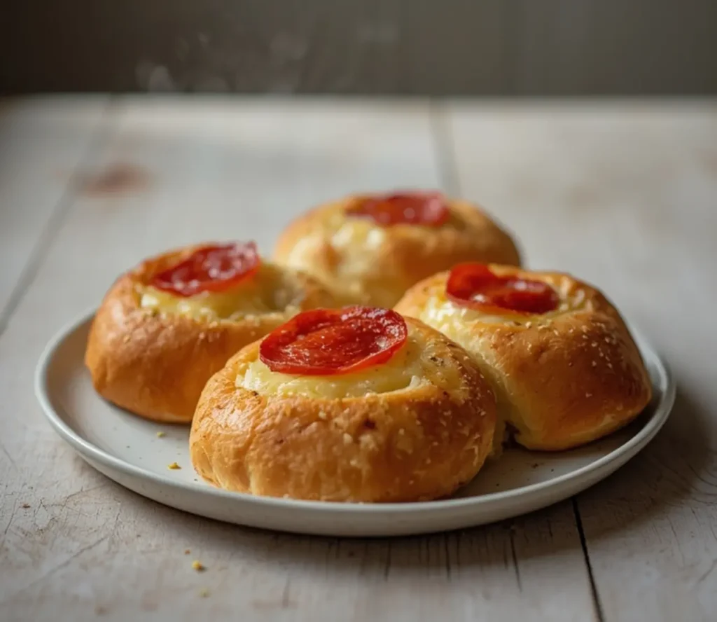 pizza rolls muffin tin: pizza rolls muffin tin: Golden pizza rolls baked in a muffin tin with garlic butter and toppings