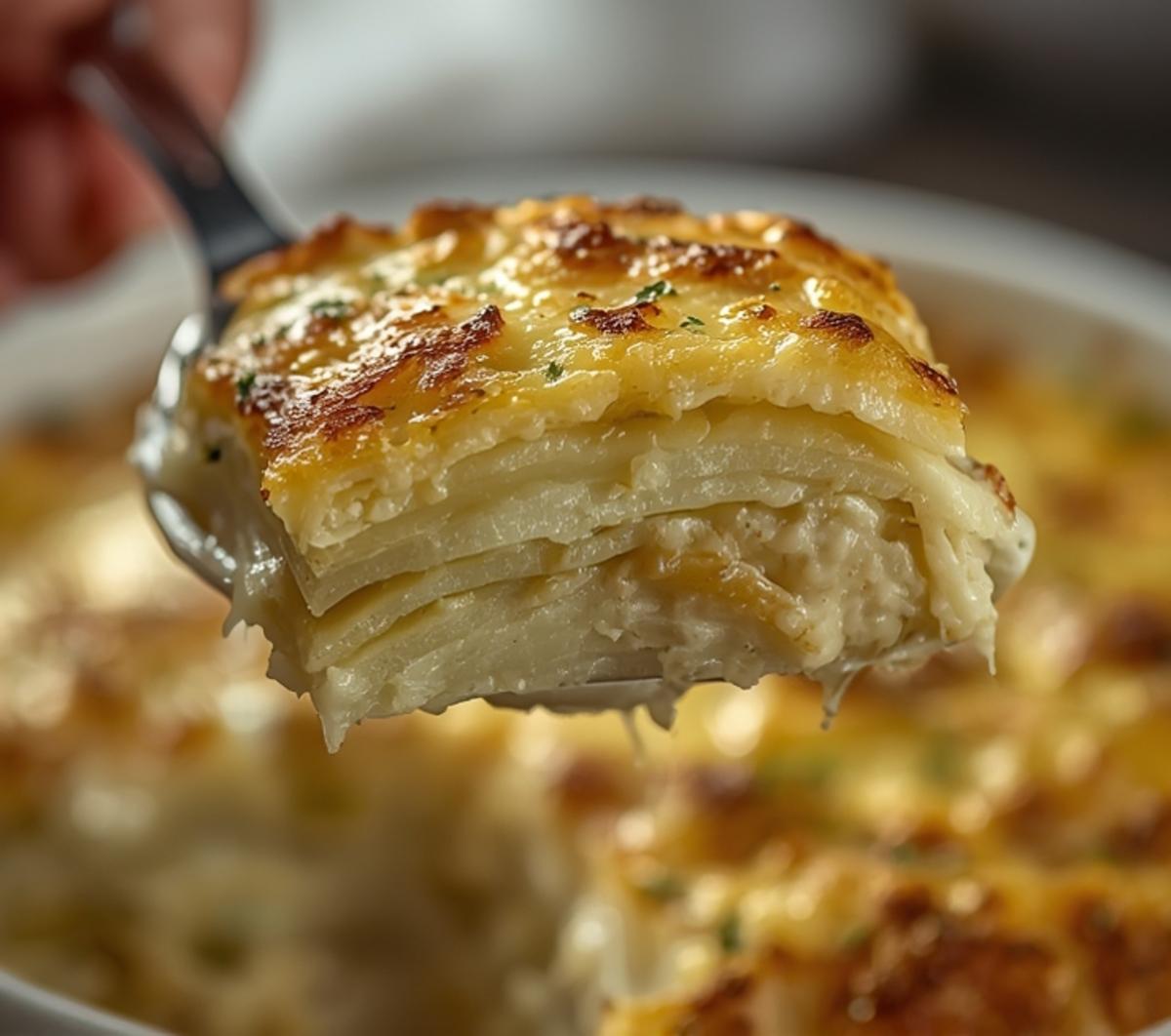 roasted garlic potatoes au gratin