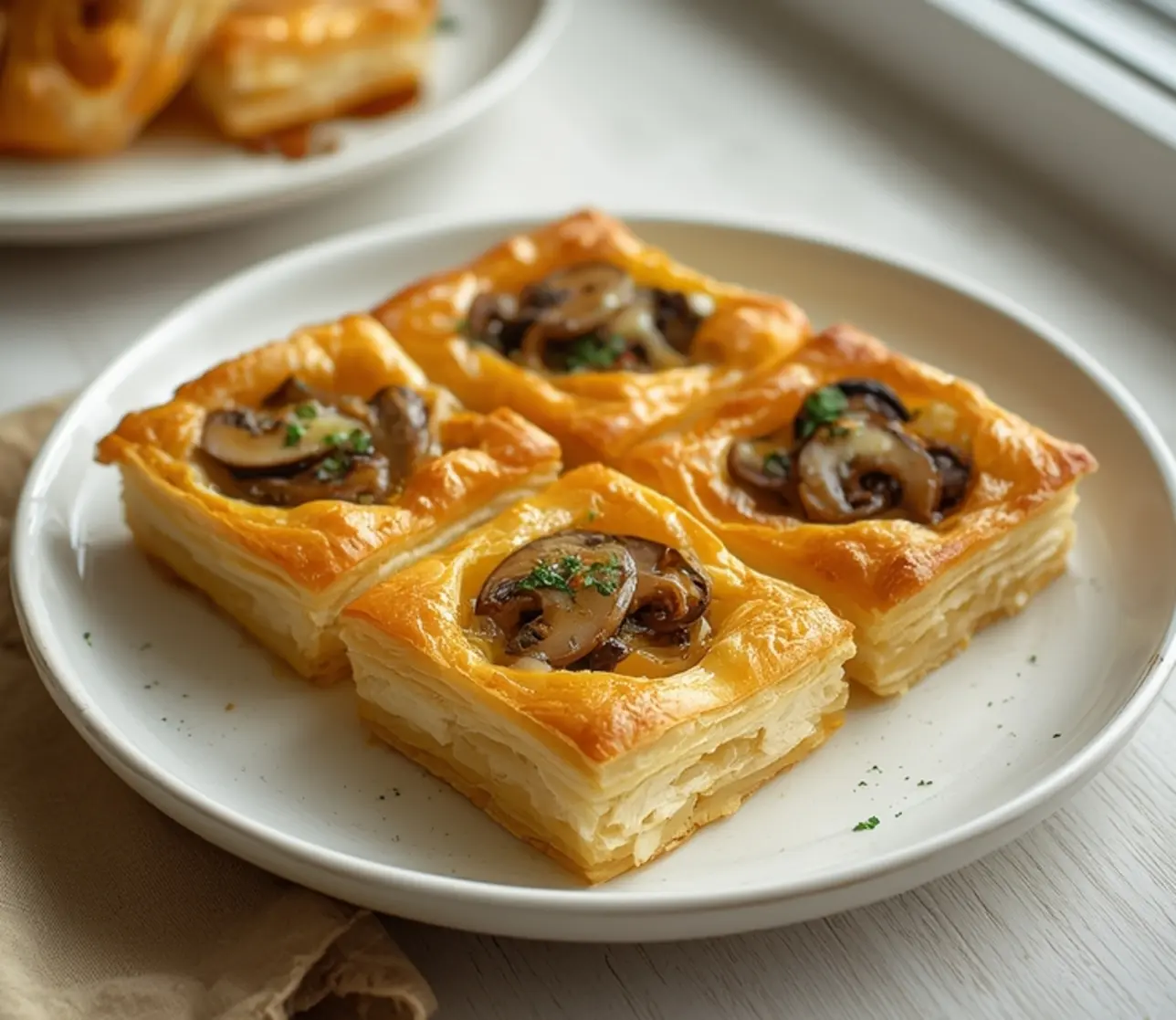 savory mushroom cheese puff pastry: savory mushroom cheese puff pastry: Savory mushroom and cheese puff pastry tarts with golden flaky crust