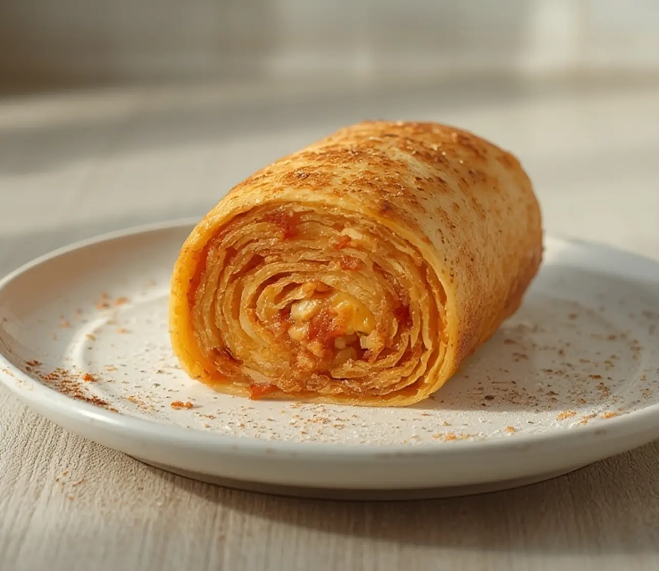 tortilla pizza rolls: tortilla pizza rolls: Tortilla pizza rolls with melted cheese on a plate for kids lunch