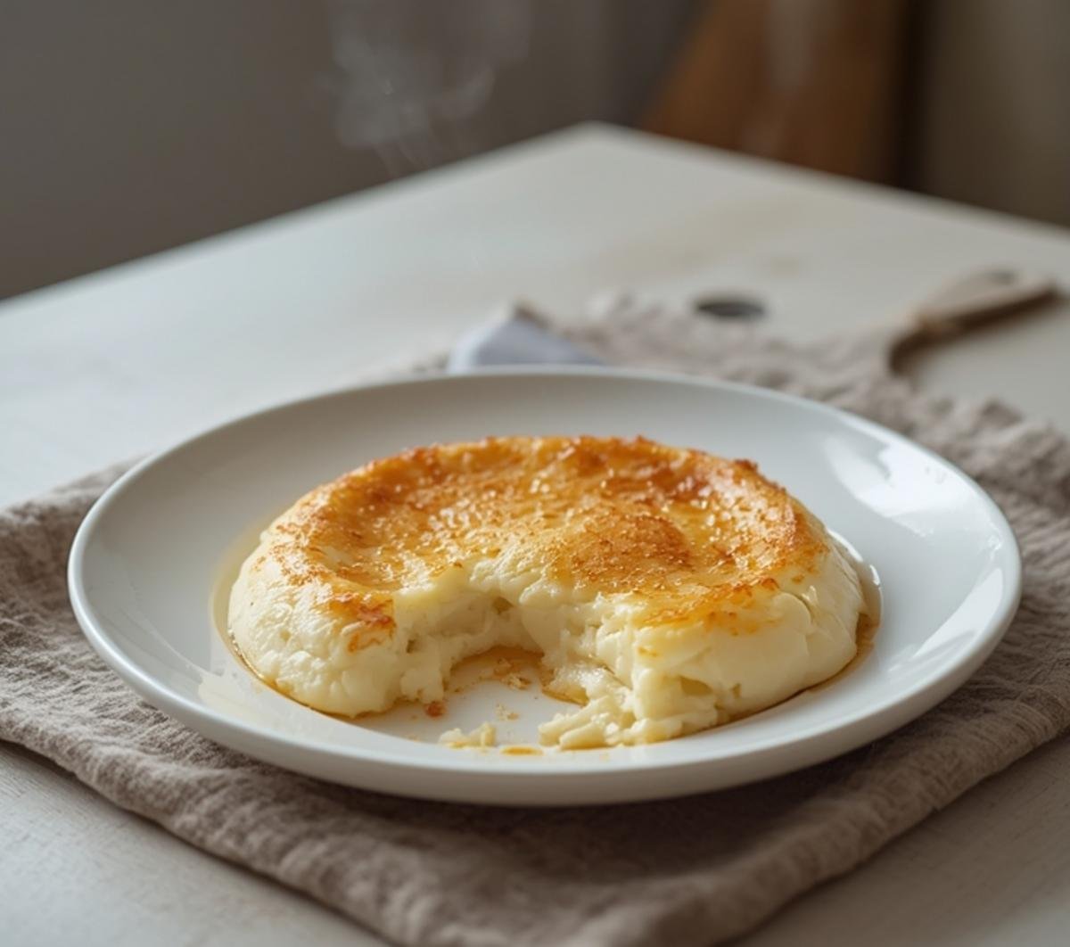 A baked yogurt dessert in a dish, showing a creamy, golden-top custard that looks like a healthy treat.