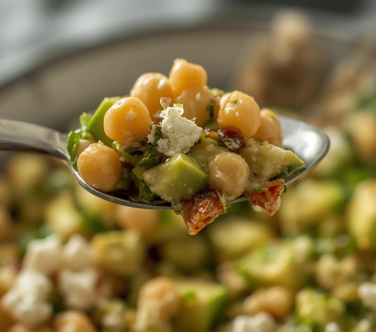 chickpea feta avocado salad