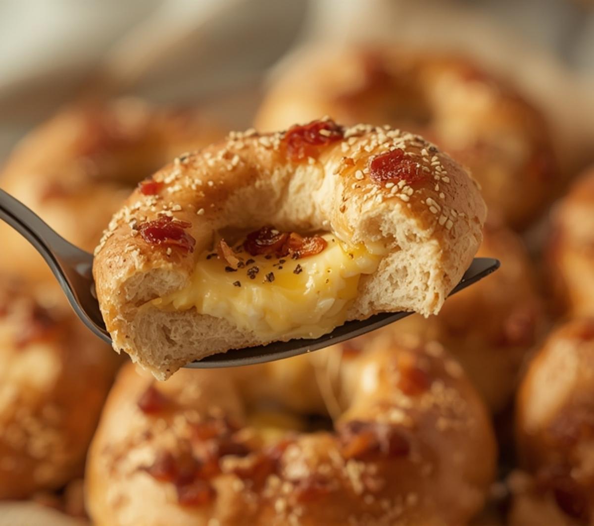 creamy bacon cheddar bagels