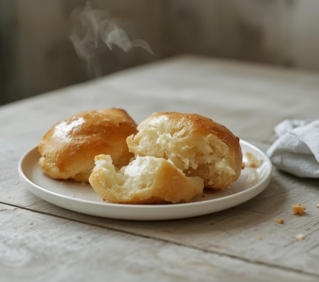Korean cream cheese garlic buns on a table, golden brown and freshly baked.