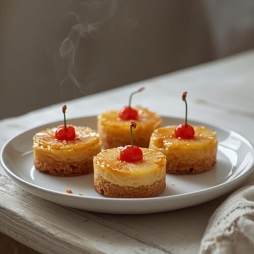 mini pineapple upside down cheesecakes