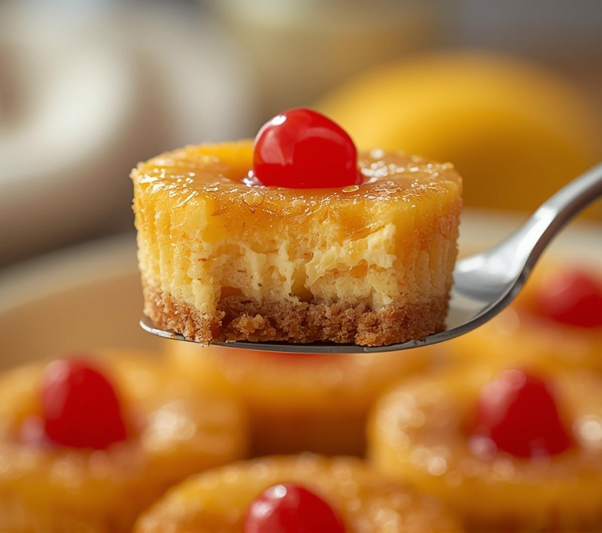mini pineapple upside down cheesecakes