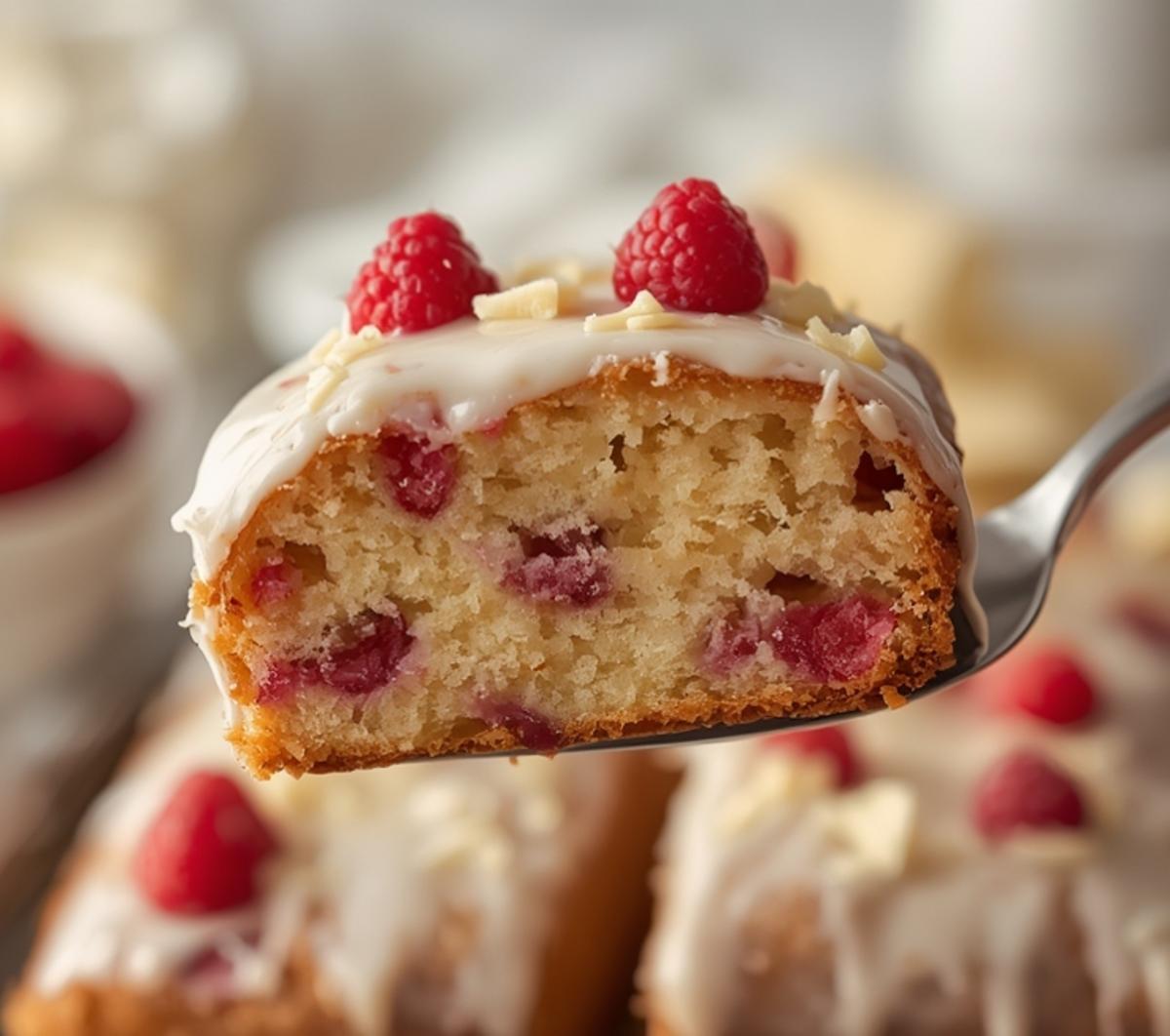 white chocolate raspberry loaf cake