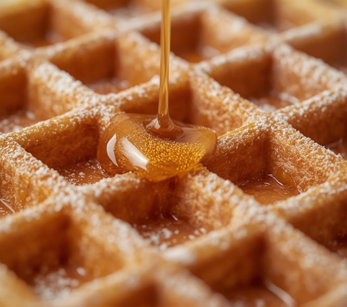 Fluffy Greek Yogurt Waffles: High-Protein Breakfast Perfection 2 Extreme close-up of a Greek Yogurt Waffle, highlighting its airy crumb structure, crispy edges, and subtle sweetness.