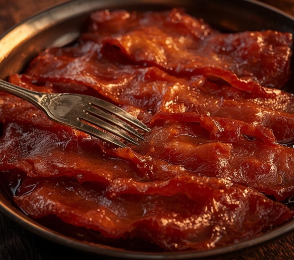 Platter of delicious Million-Dollar Bacon, glazed with brown sugar and spices, perfect for breakfast or snacks.