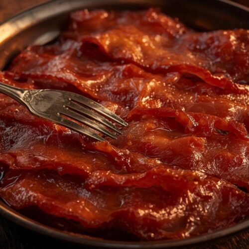 Platter of delicious Million-Dollar Bacon, glazed with brown sugar and spices, perfect for breakfast or snacks.