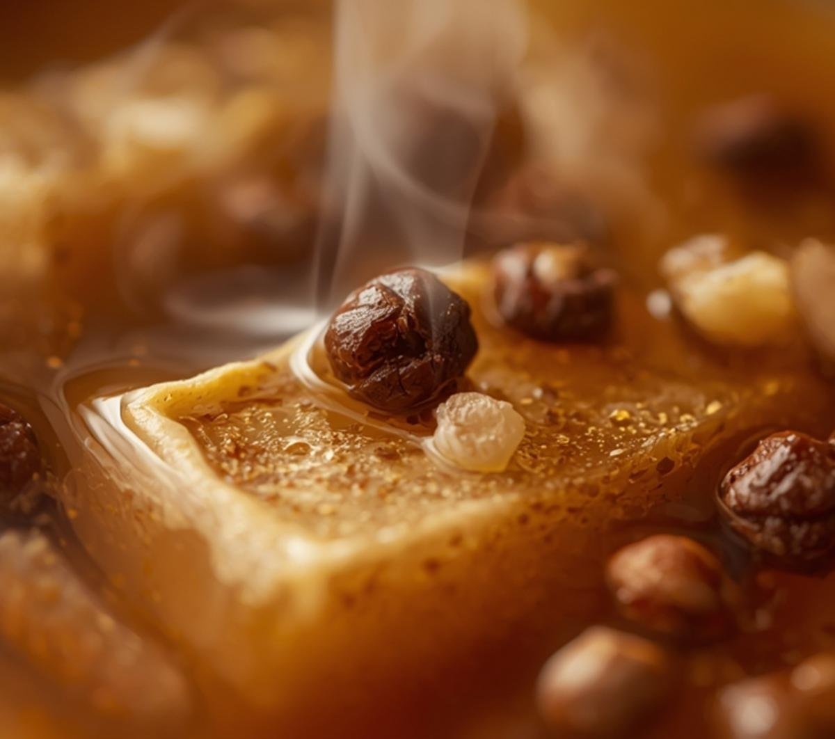 Close-up of the rich color and texture of this savory homemade bone broth recipe.